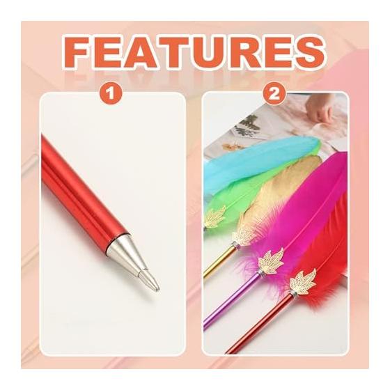 PATIKIL Wholesale Feather Pens, 2 Pcs Black Ink Vintage Plated Rod Quill Writing Pens for Office Wedding Guest Signature Gift, Gold