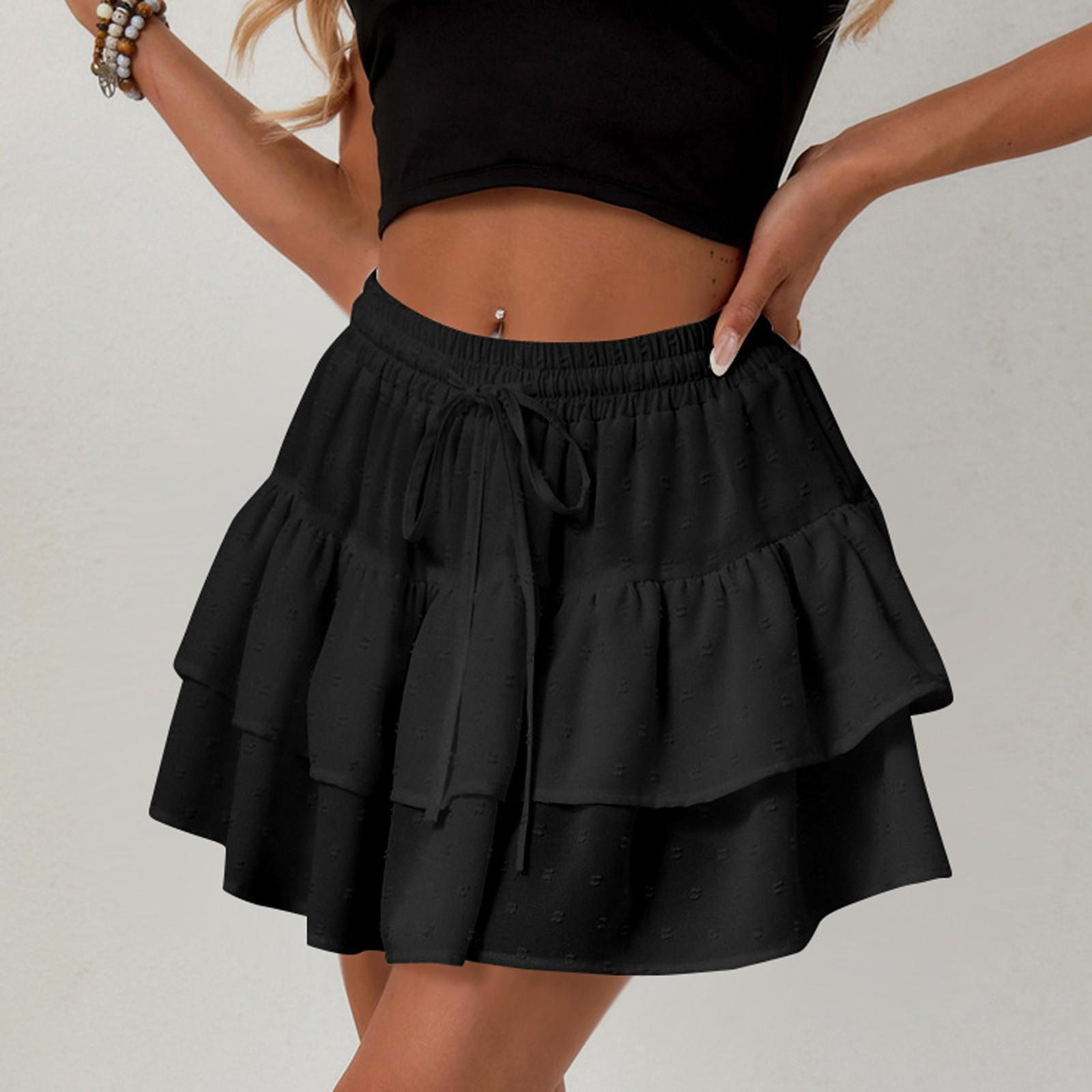 

Жіночі спідниці максі з квітковим принтом, літні сукні-трубки, довга плісована пляжна спідниця А-силуету S чорний