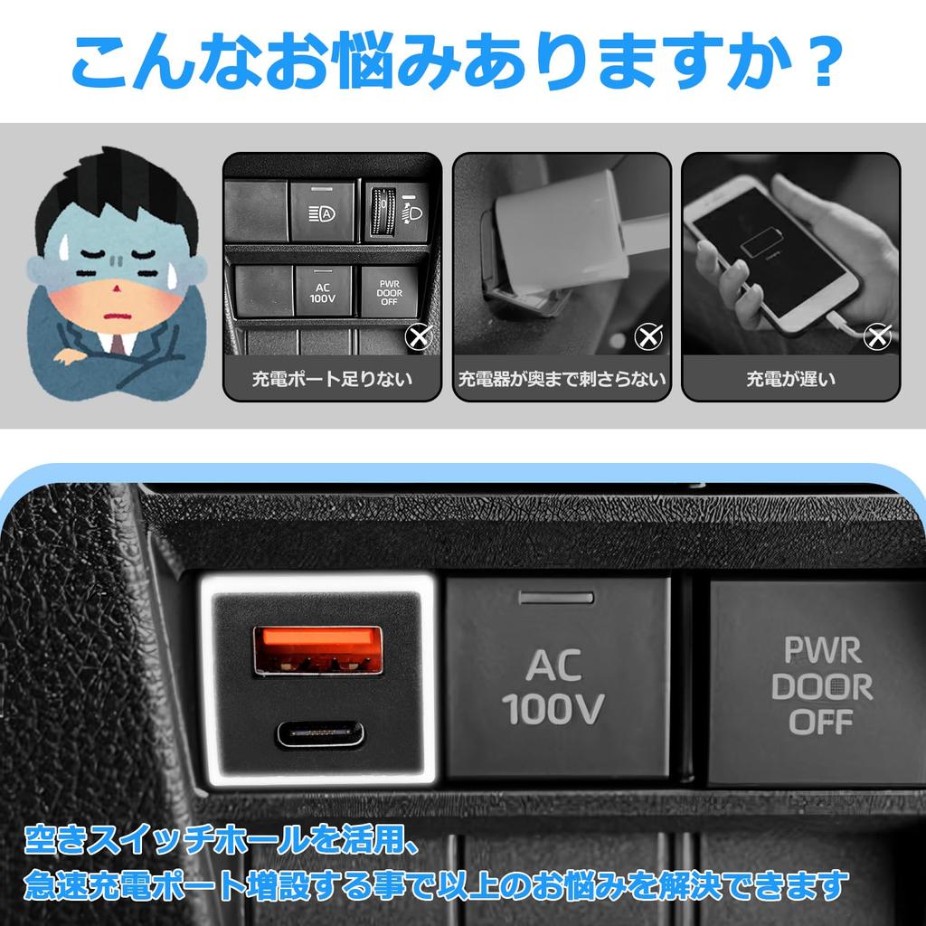 Jiooy Toyota USB Port 90 Series USB Expansion Kit Dual USB Port Rise USB Power Expansion Yaris Cross Car USB Port Vellfire 30 RAV4 Power Socket USB