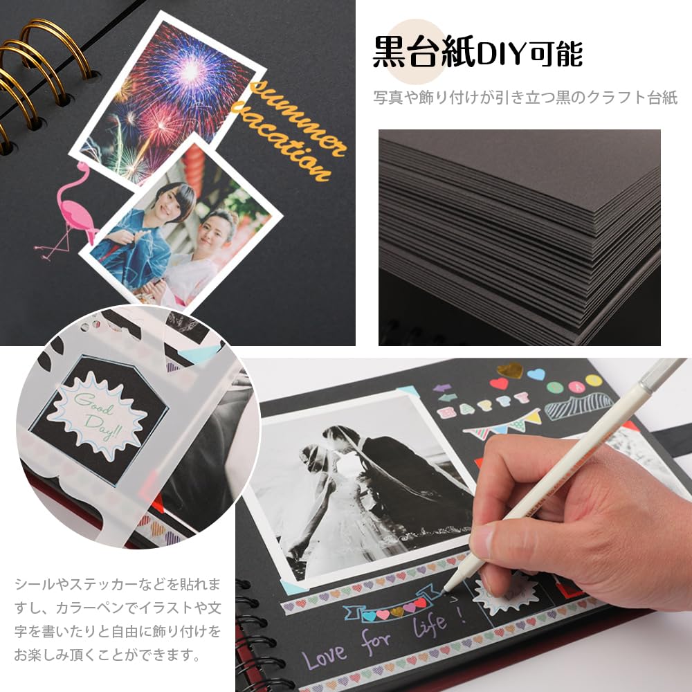 Handmade Large Original 10 Piece DIY 40 Adhesive Black 6 Color Paint A4 Photo Organizing Gifts Album, Photo, Capacity, Album, Set, Available, Sheets,