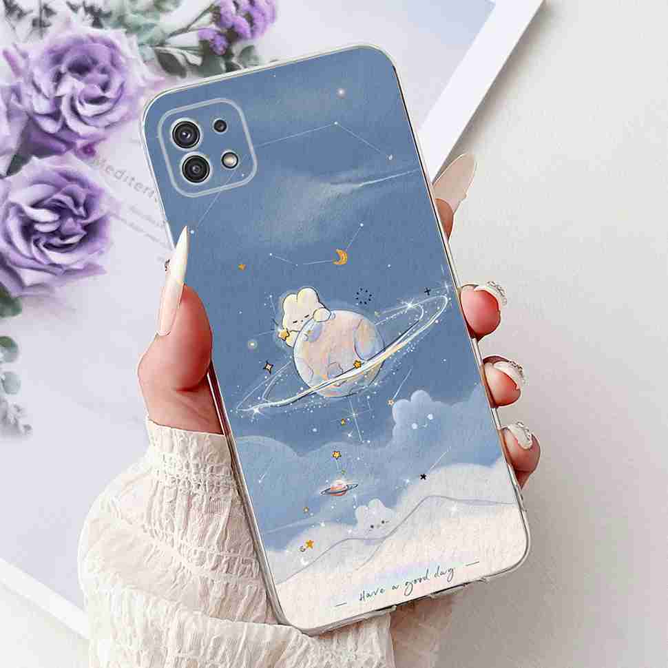 For Samsung Galaxy A22 5G Case SM-A226B Fashion Flower Bear Soft Silicone Cover For Samsung A22 A22 SM-A226BRN 6.6" Phone Casing