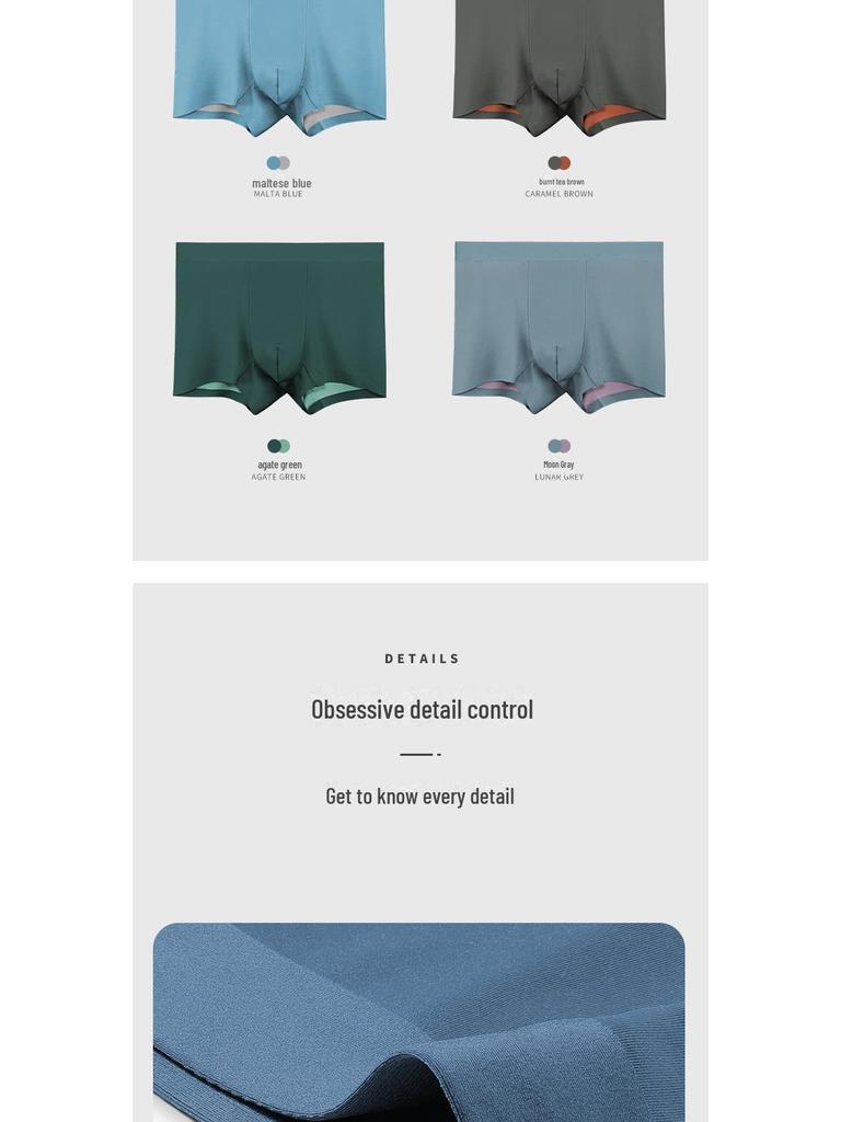 Men's 100% Modal Seamless Boxer Briefs with Silk Inner Crotch - Ultra Comfortable