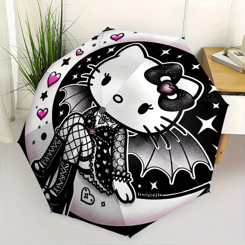 

Gothic Kitty,Moonlit Charm Automatic Umbrella-Foldable, Durable 8-Bone Design, Compact and Stylish, Great for Camping, Halloween, Christmas,