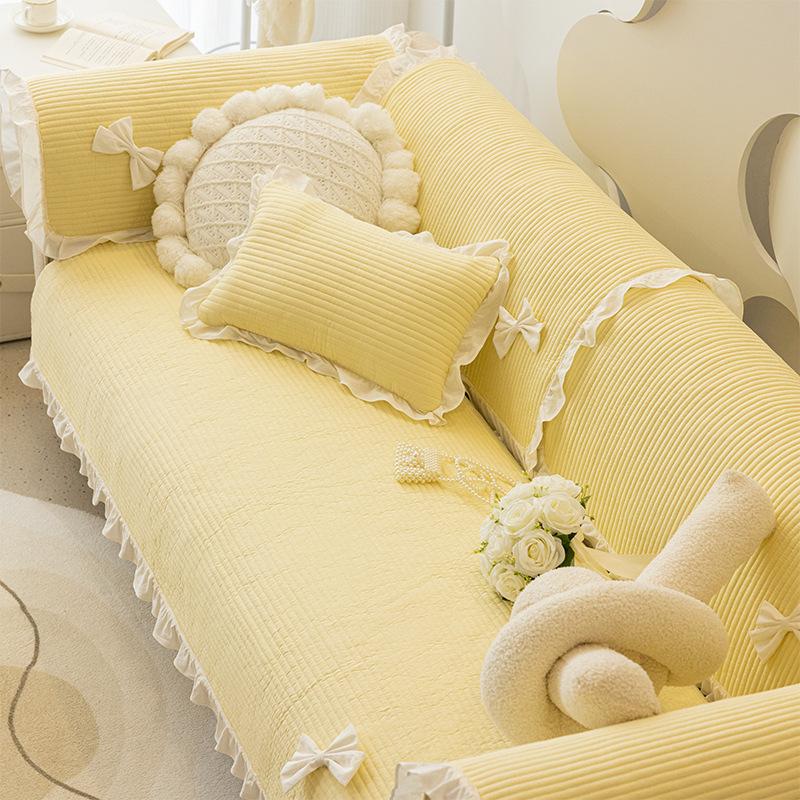 Girly Cotton Sofa Cushion, All-season Universal Non-slip Cushion, New Sofa Cover, Full Cover Cloth