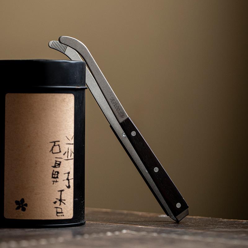 Wooden Pure Titanium Tea Tweezer Boutique Tea Clip Household For Toast Bread Pickles Flower Tea Drinkware Equipment Collection