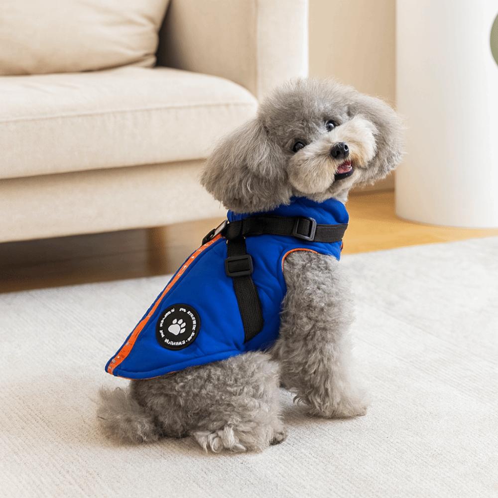 Puppy Outfit Adjustable Dogs Down Clothes Warm Windproof Dog Coat with Harness Thicken Winter Dog Clothes Winter