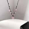 Heart Natural Stone Necklace Woven Rope Chain Choker for Women Girl Unisex Necklace Gemstone-Jewelry Ornament Gift