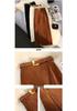 Hong Kong Style High-Waist Corduroy Split Midi A-Line Skirt with Belt for Women - Autumn/Winter