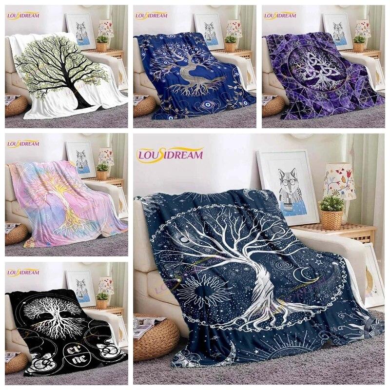 

Одеяло «Древо жизни» Иггдрасиль, руническое одеяло, Викканское одеяло, одеяло с фазой Луны, «Древо жизни» для женщин и мужчин, одеяло для дивана и кровати