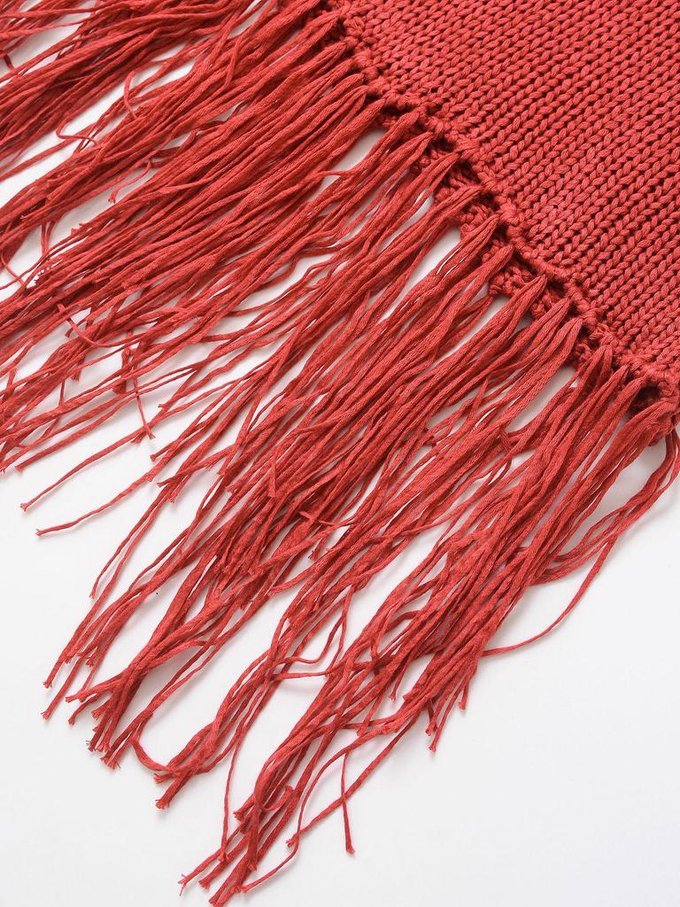 2025 Spring Women's European American Style Tassel Embellished Knitted Top