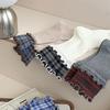 Autumn and Winter Women's Mid-calf Socks, Black Ear Edge Socks, Trendy and Casual Checkered Patchwork Boneless Cotton Socks