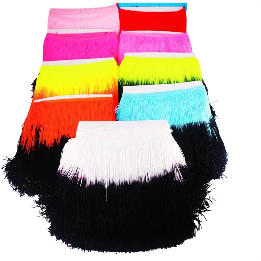 20Cm Gradual Change Color Nylon Row Beard Latin Dance Fringe Clothing Accessories Shape Vertical Row Beard Fringe Lace