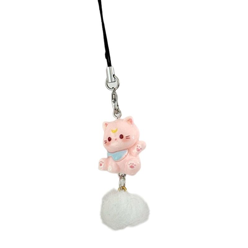 Adorable Sturdy Resin Cats Phone Charm Keychain Pendant for Girls Adds Lovely to Your Bag or Backpack Decoration