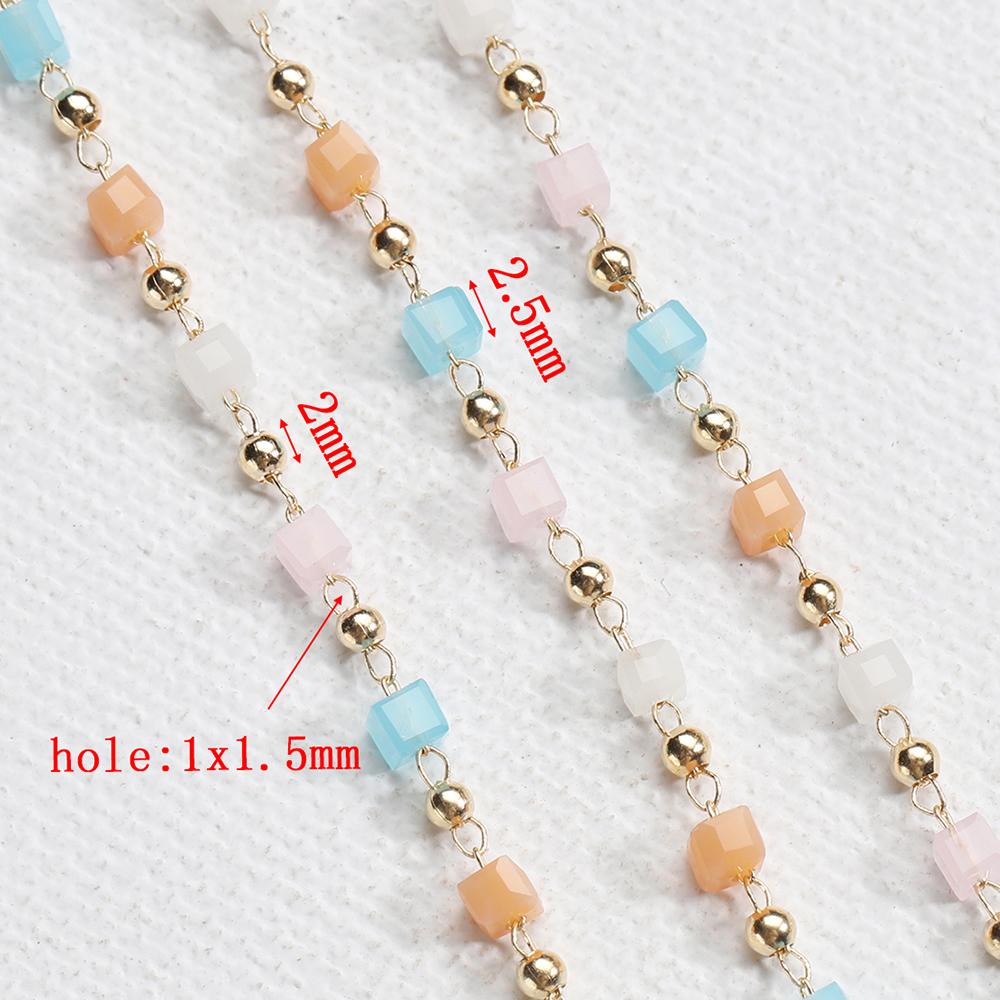 1Meter Crystal Cube Bead Chain Macaroon Colorful Bohemian Square Beads Chain for Necklace Bracelets Jewelry Making DIY