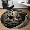 1PC Moon Skull Office Round Area Rug, Mat Suitable For Office, Under Office Chairs Bedroom Living Room Home Decor, Room Deco