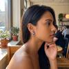 Elegant Copper Hoop Earrings For Women Blue Teardrop Cubic Zirconia Inlaid Delicate Fashion Jewelry