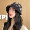 Elderly Women's Hat Autumn Winter Bucket Hat, Plush Lining Warm Thickened Knitted Cotton Beanie