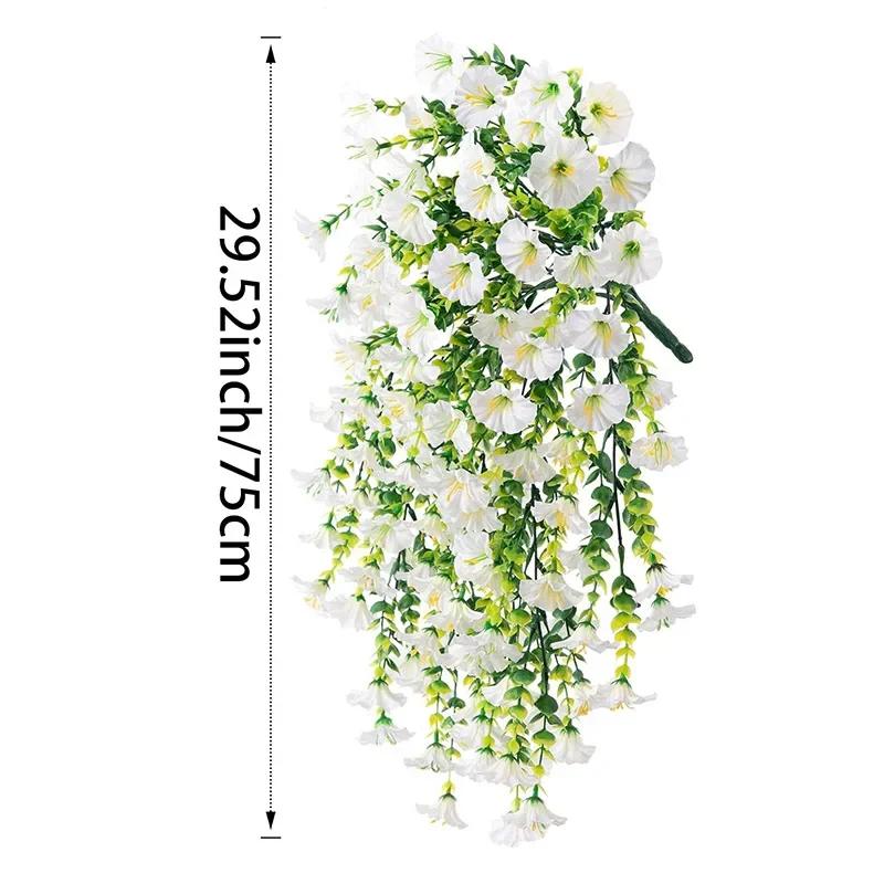 

1pc UV-Resistant Artificial Morning Glory Eucalyptus Hanging Decor - Perfect for Home Garden Weddings Versatile Outdoor Decor белый