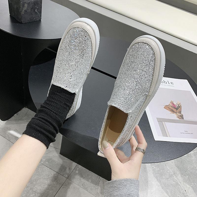 Spring Autumn Daily Routine Casual Slip On High Platform Shoes Women Fashion 2025 Comfortable and Elegant Sequins Woman Footwear
