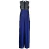 Ferragamo Two Tone Silk Jumpsuit Blue Blue