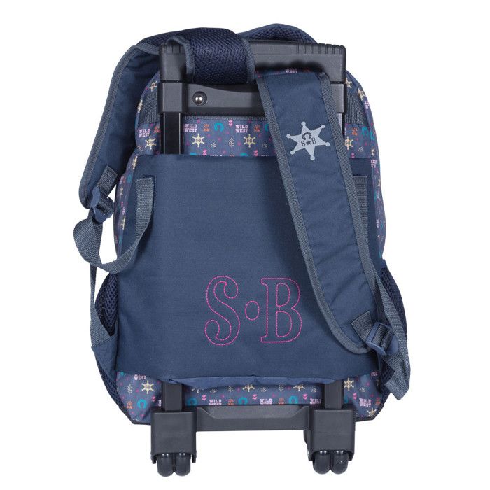 Sac à dos à roulettes - Stella Bianca - Western - Bleu - 35cm x 43cm x 16cm - Fille