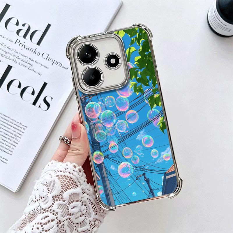 Anime Aesthetic Scenery Plating Phone Case For Xiaomi Redmi Note 14 15 Pro Plus 13 12 11 11S 11T 10 9S 9 5G Anti-Fall Airabag Co