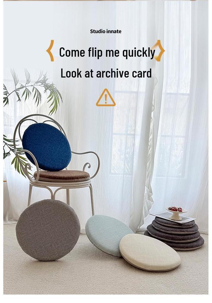 Japanese Zen Linen Round Tatami Floor Cushion for Meditation and Bay Window.