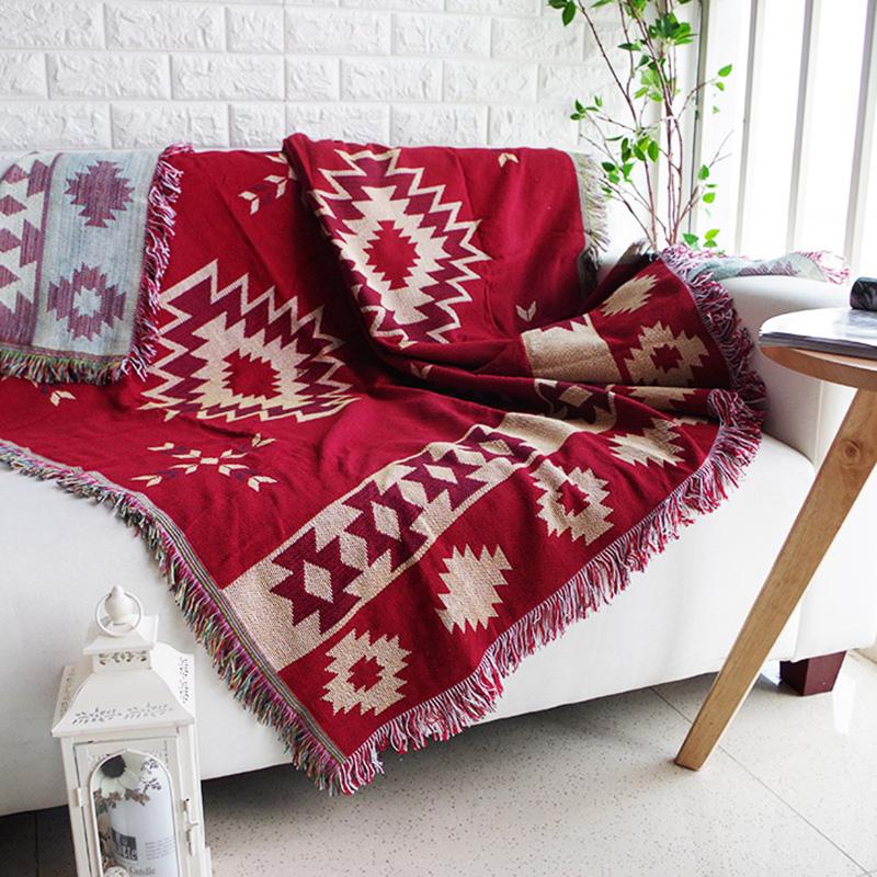 Bohemian Knitted Chair Lounge Blanket Bed Tapestry Bedspread Tablecloth Ethnic Women Outdoor Beach Sandy Towels