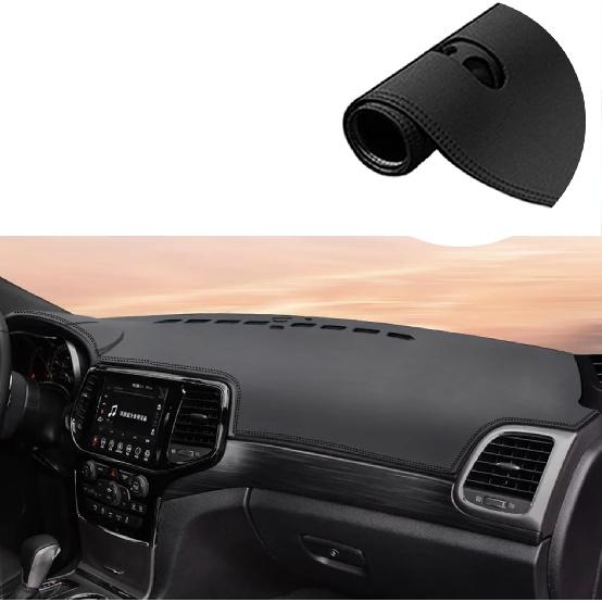 Rifoda Armaturenbrettabdeckung Matte Passend für Jeep Grand Cherokee 2011-2021 Leder Material Rutschfester Armaturenbrettschutz Sonnenschutz Blendfreies Abdeckpolster Rote Nähte