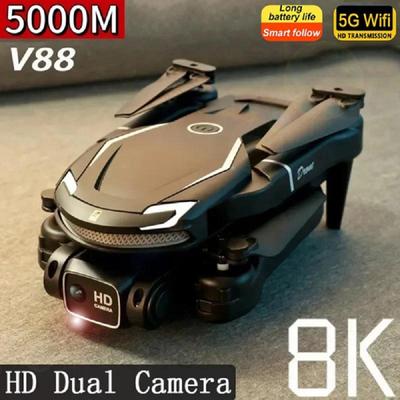 Nowy Dron V88 8K HD Pojedyncza/Podwójna Kamera Profesjonalny 5G Wifi Unikanie Przeszkód Fotografia Lotnicza Przepływ Optyczny Składany Quadcopter RC