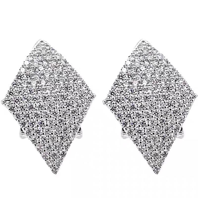 Rhombus Shaped Stud Earrings for Women Modern Fashion Female Piercing Accessories Luxury Cubic Zirconia Trendy Jewelry