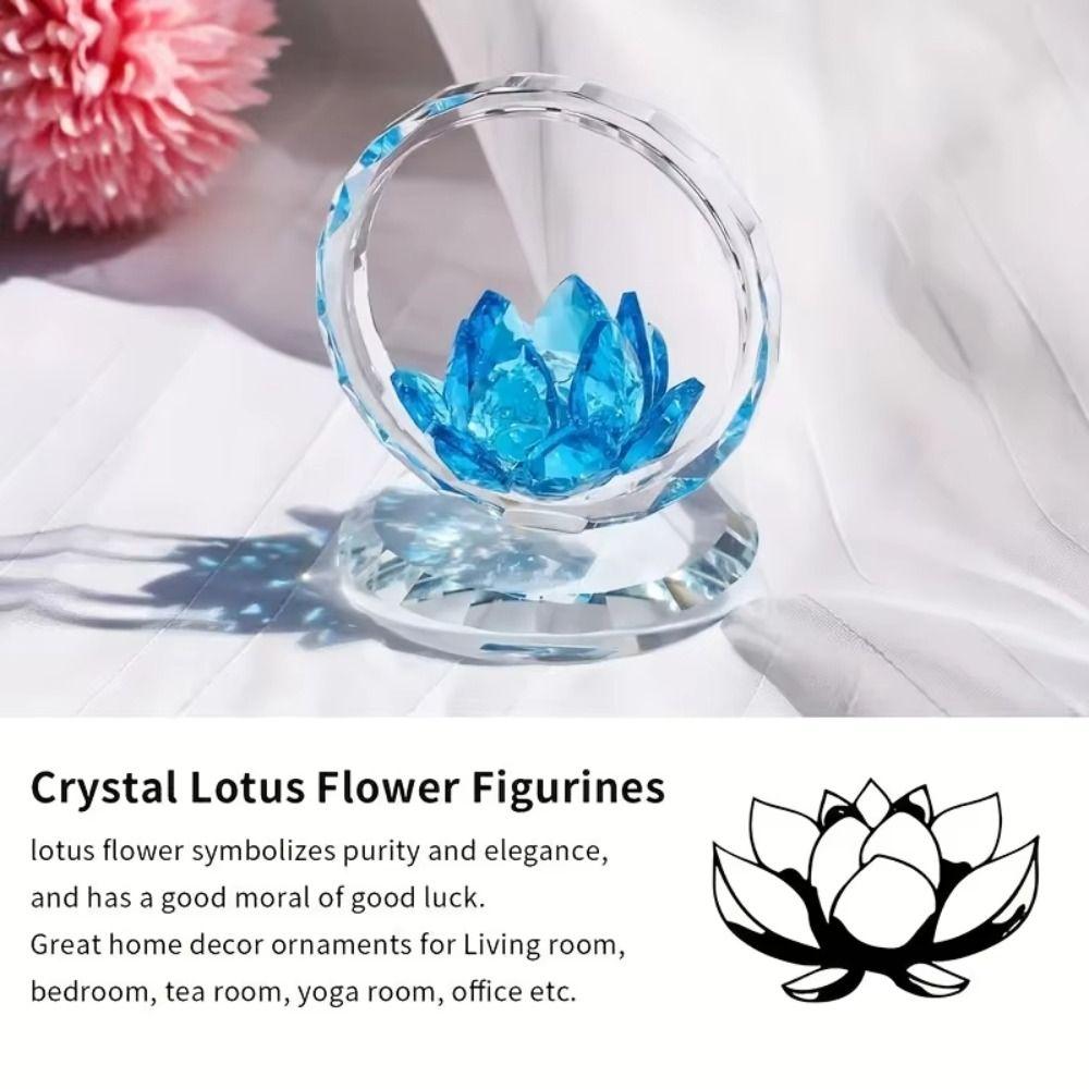 Reflection Effect Lotus Flower Figurine Stable Base Clear Lotus Flower Collectible Office Desk