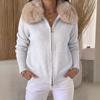 Cardigan lavorato a maglia da donna con zip e colletto per Autunno Inverno