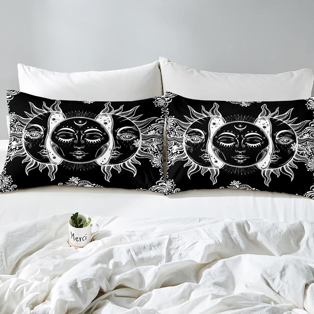 Mandala Three-Piece Digital Printing Bedding Set Exotic Black And White Bed Cover