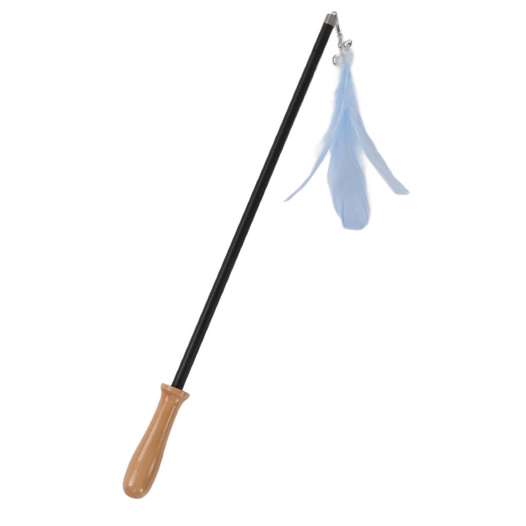 Cat Teaser Wand Retractable Interactive Cat Feather Toy with Bell for Cat KittenBlue