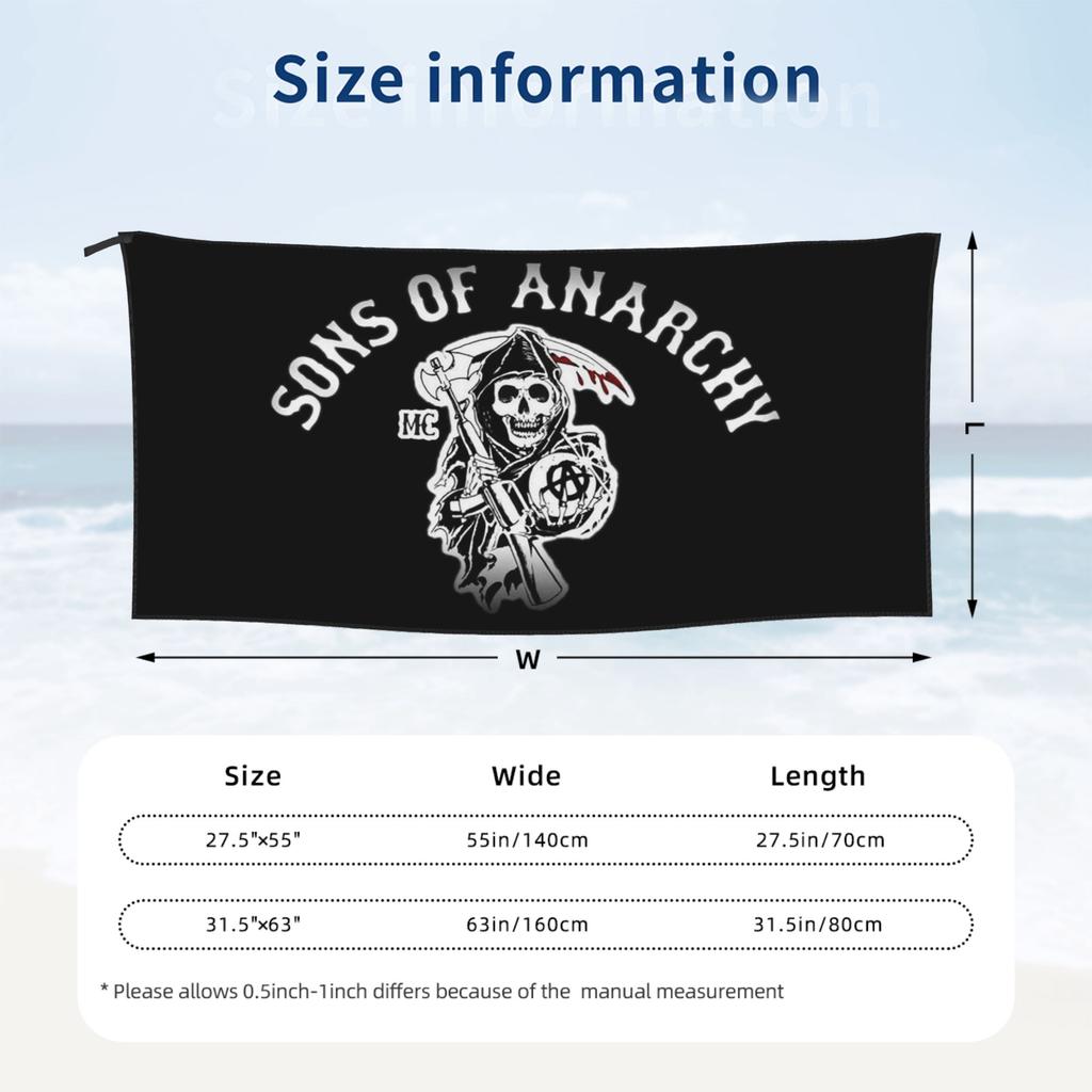 Sons Of Anarchy Samcro Whiskey Beach Towel Soft Microfiber Quick Dry Absorbent Quick Towels For Bath