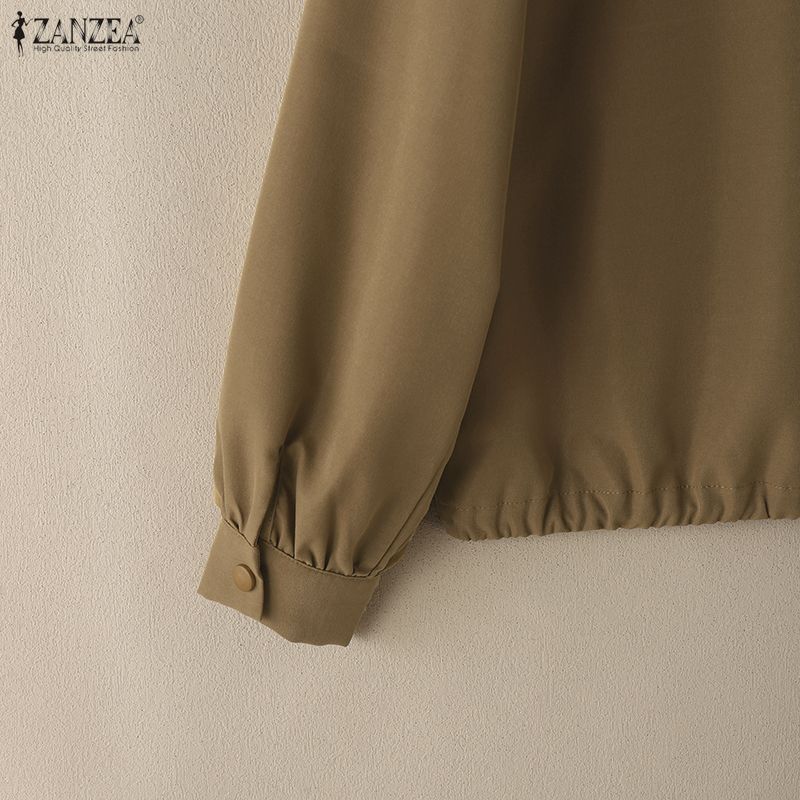 ZANZEA Women Casual Round Neck Solid Color Long Sleeve Blouse