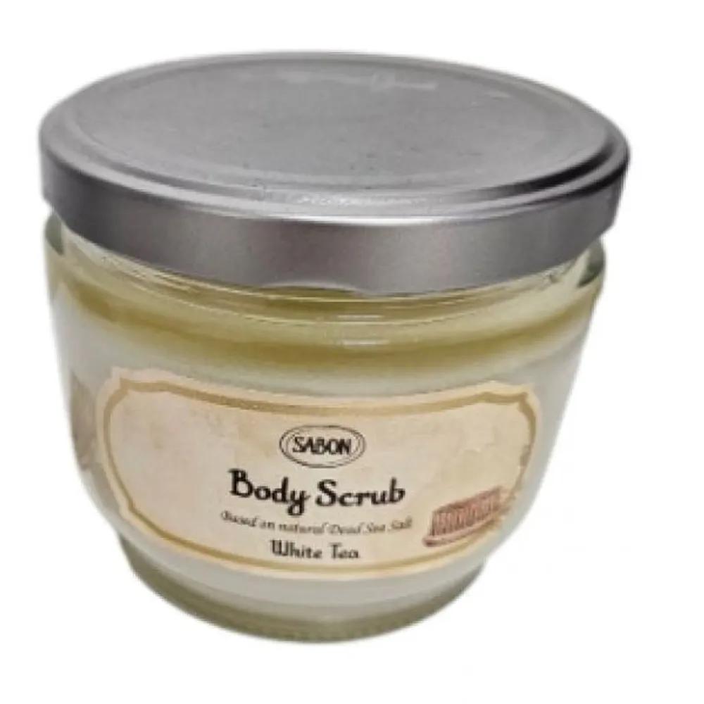 SABON Body Scrub 320g White Tea + Wood Scoop