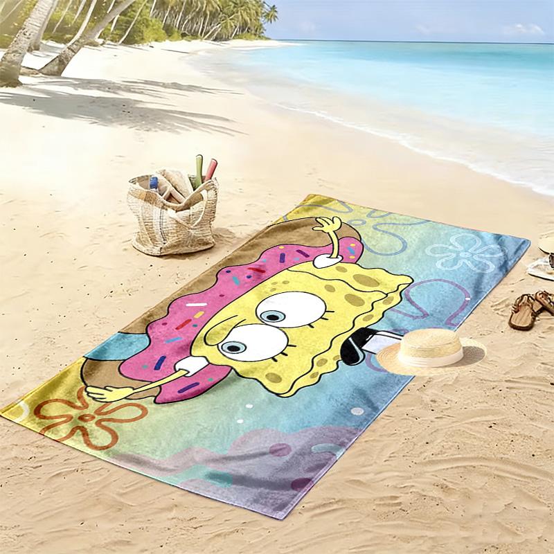 SpongeBob SquarePants3 Print Beach Towel, Large Soft Quick Dry Towel for Beach Camping Swimming