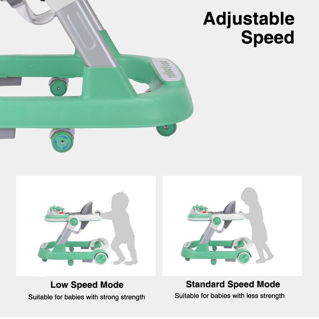 Ubravoo Chodítko 2 v 1, chodítko pro batolata s vyjímatelnou miskou na krmení a podnosem na hudbu, skládací chodítko pro děti ve věku 6–18 měsíců