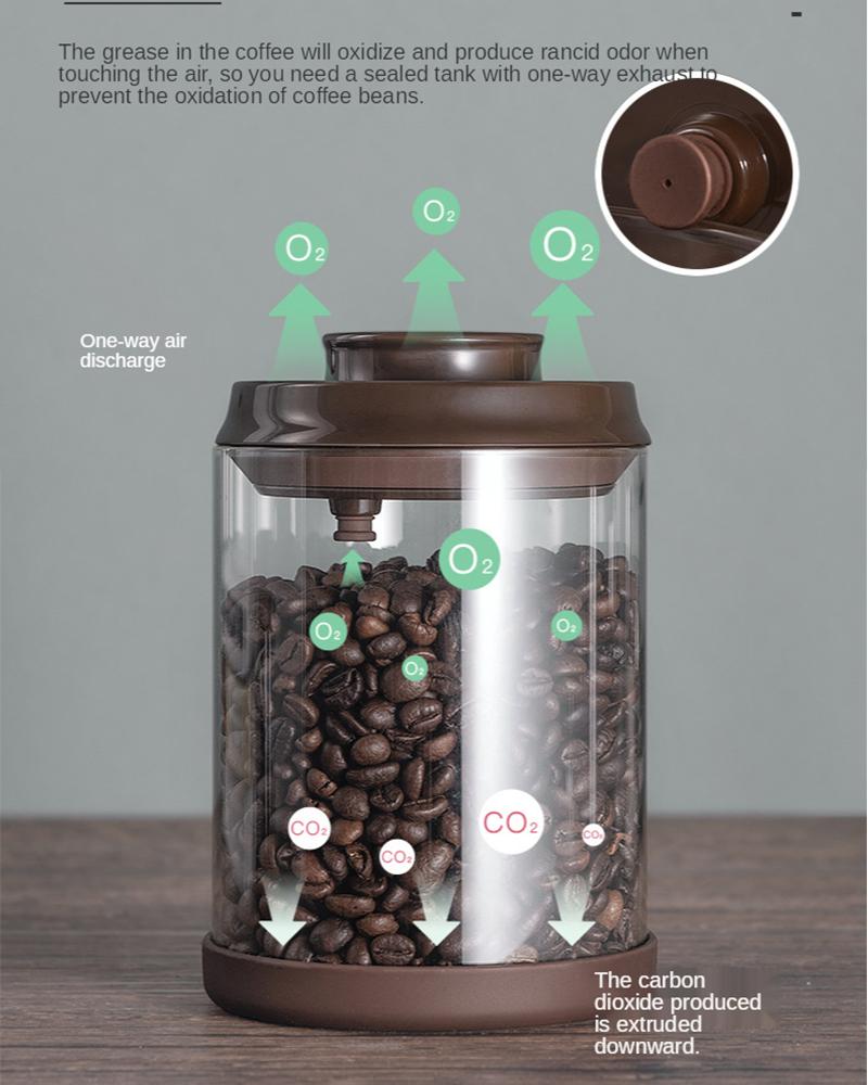 Glass Airtight Canister Kitchen Storage Bottles Jar Sealed Container Tea Coffee Beans Grains Candy Jar With Exhaust Coffee Lover