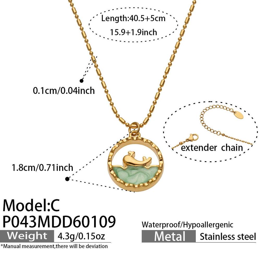 Ocean Series: 18K Gold-Plated Whale & Starfish Pendant Necklace.