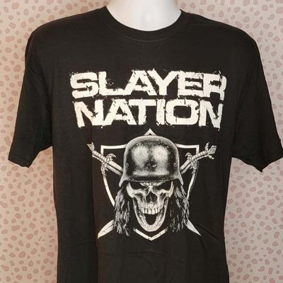 Slayer Nation World Tour with Full Back Print Band Tee Black Men#039;s 2 Side Unisex T-Shirt
