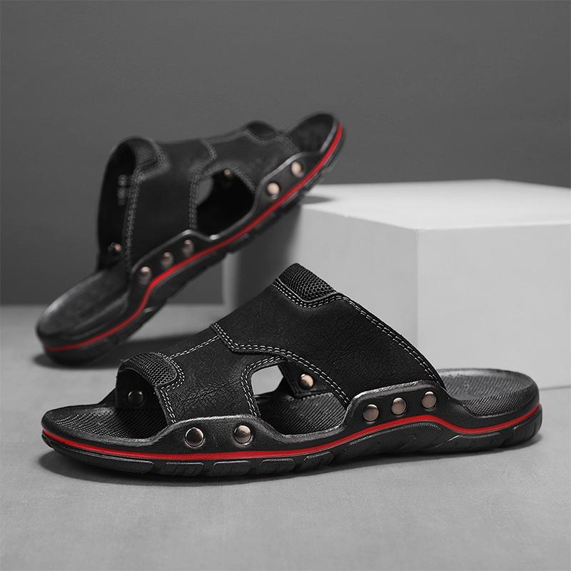 

YRZL Мужские тапочки Уличные сандалии Мужская летняя обувь Удобные пляжные тапочки Мужские Противоскользящие Легкие Размер 47 48 Мужские сандалии 45 чёрный