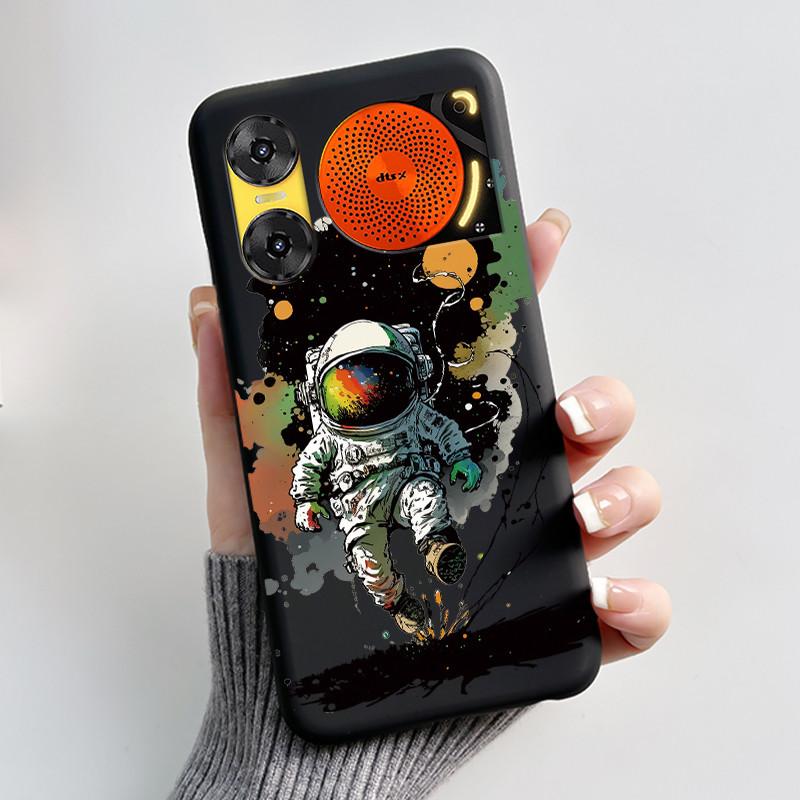 Custodia per Telefono Per ZTE Nubia Music 2 Custodia Z2460 Z2353 Estetica Gatto Carino Astronauta Nera Morbida TPU Silicone Copertura Protettiva Integrale