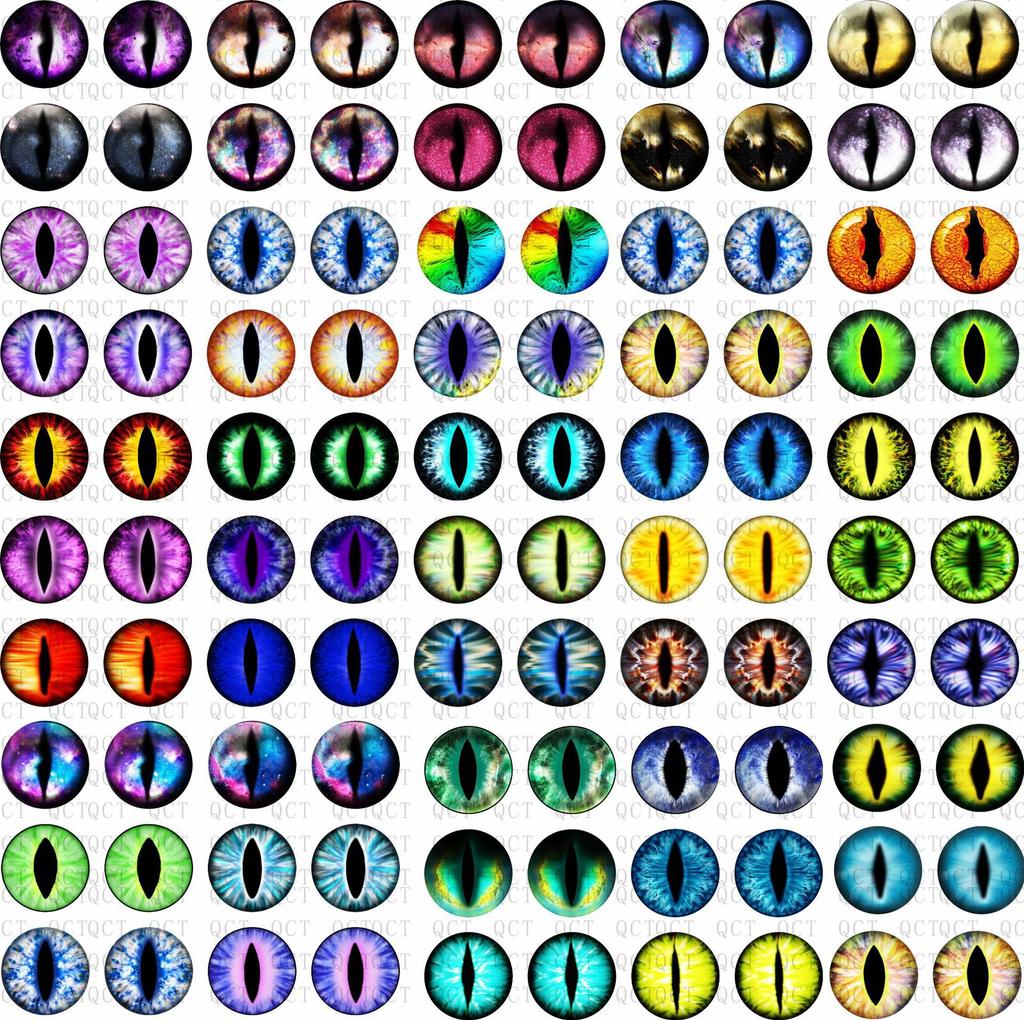 50Pcs 681012Mm Doll Glass Eye Round Dragon Cat Eyes In Pairs Flatback Cabochons Decoration Keychain Diy Accessories