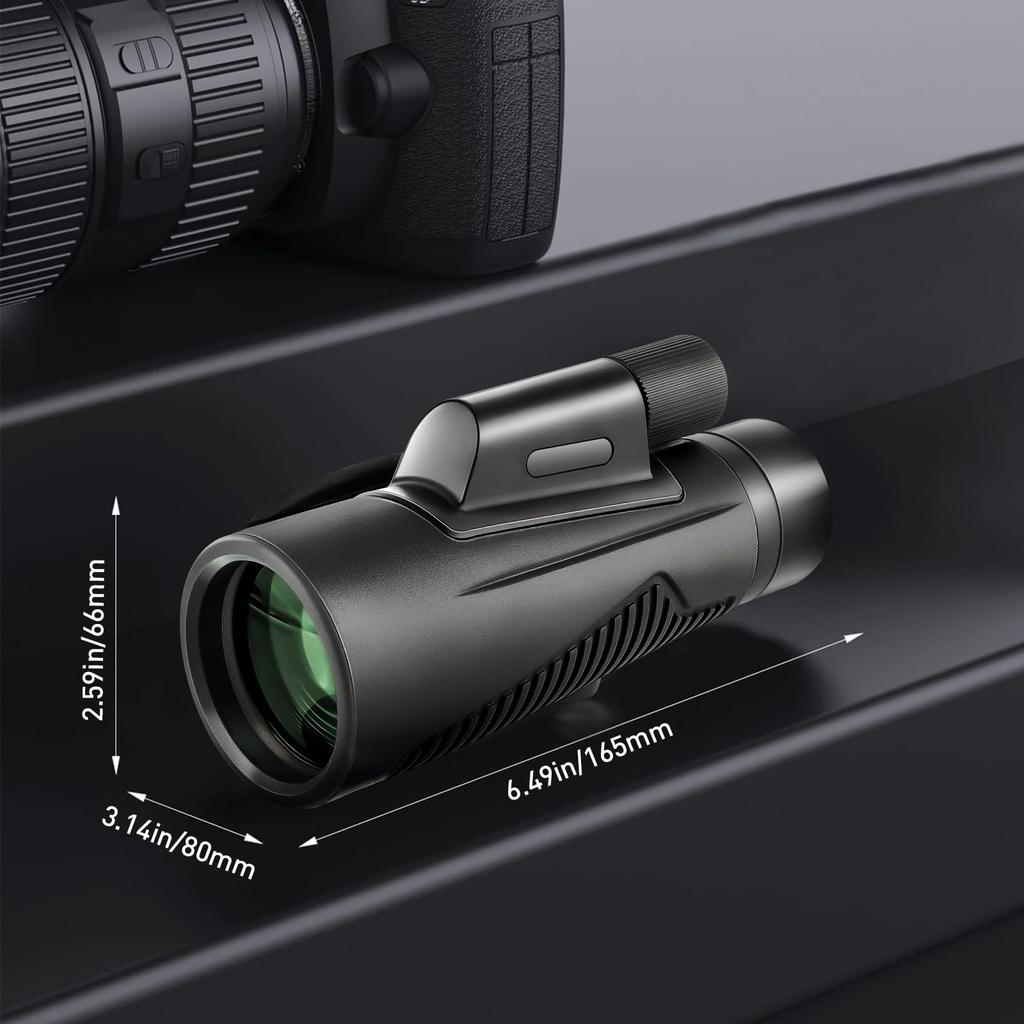 ToopMount 12x50 ED Monokular mit Grünem 23mm Weitwinkelobjektiv Klar BAK4 FMC Hoch für Außen und Konzerte Film, Blende, Sicht, Kappe, Sicht, Kompakt,