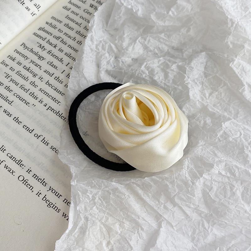 

1/6Pcs Women Girls French Satin Rose Hair Tie Simple And Super Fairy Sweet Personality Retro And High End Rubber Band