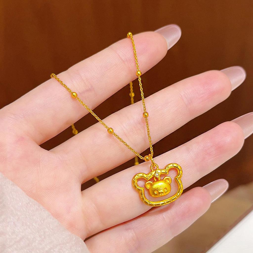New Chinese Style Cute Little Bear Pendant Necklace for Women - Versatile and Exquisite Rilakkuma-Inspired Collarbone Chain