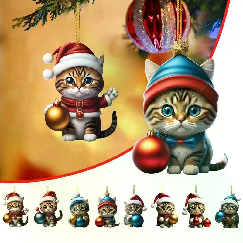 Calendario dell'Avvento per Gatti – Conto alla Rovescia di Natale di 24 Giorni con Carini Ornamenti di Gattini, Ciondoli ad Albero per Gatti in Acrilico, Decorazione Festiva Regalo